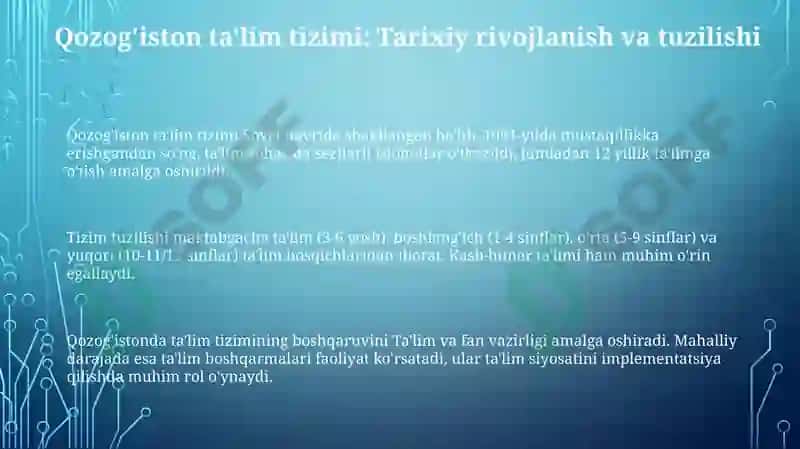 Qozog'iston ta'lim tizimi, Tojikiston va Turkmaniston boshlang'ich ta'lim tizimi 3