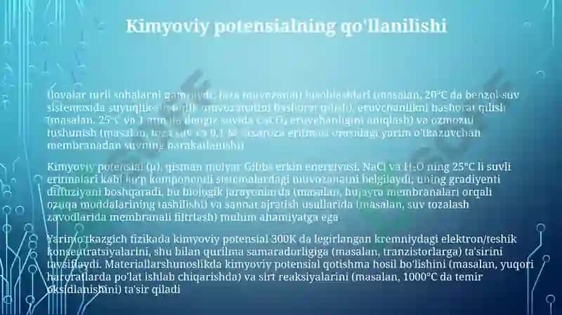 Kimyoviy potensial 3