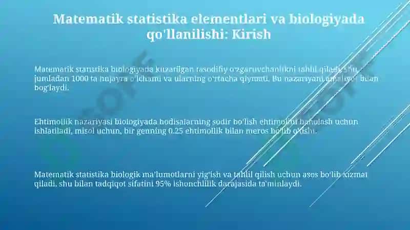 Matematik statistika elementlari va ularning biologiyadagi roli 3