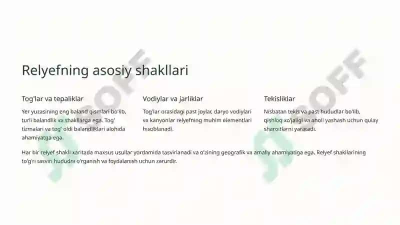 Relyef tushunchasi va uni kartada tasvirlash 3