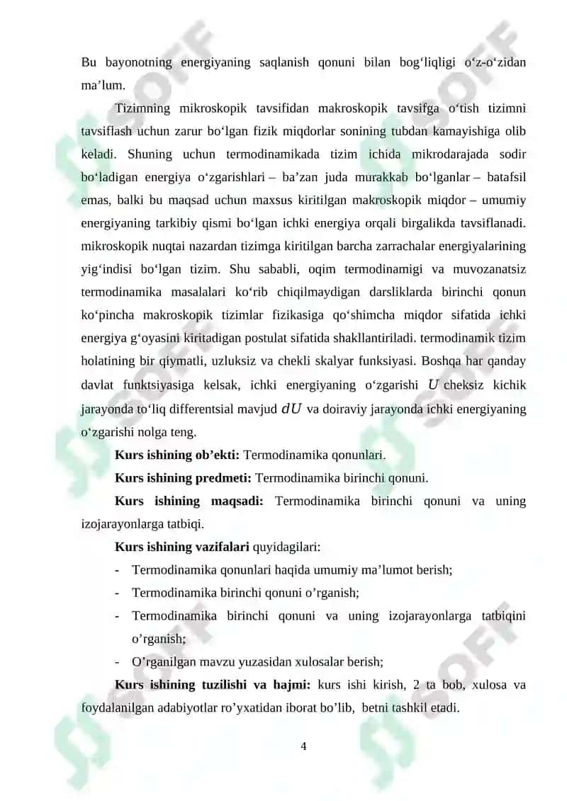 Termodinamika fanining rivojlanish bosqichlari va vazifalari. 3