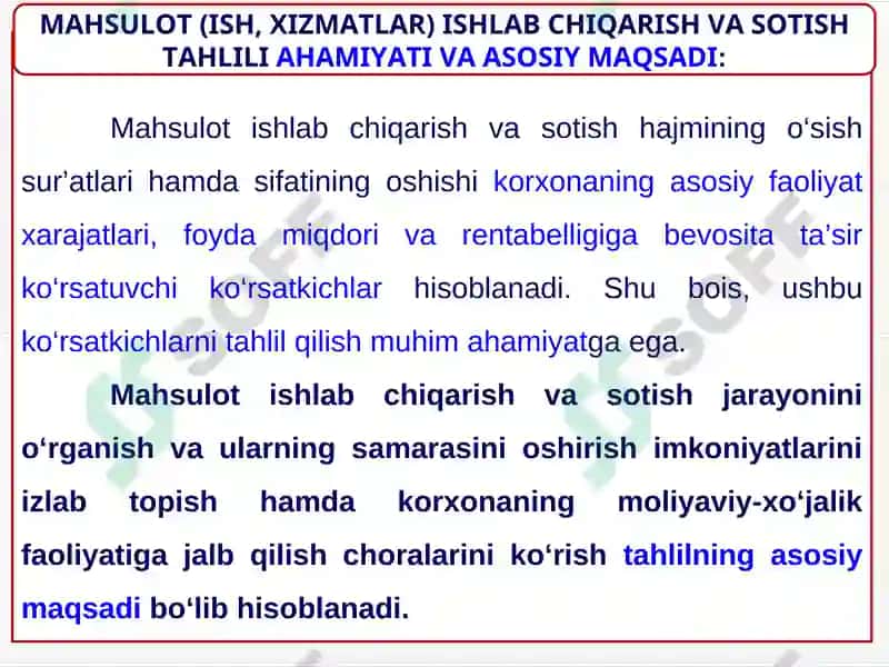 Mahsulot (ish, xizmatlar) ishlab chiqarish va sotish hajmi tahlili 3