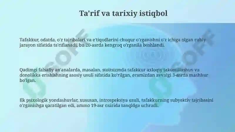 Tafakkur haqida psixologik nazariyalar 3