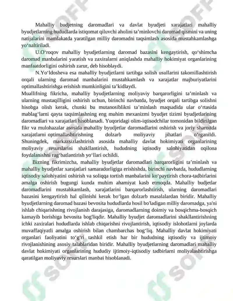 Mahalliy budjet daromadlarida mavjud soliq tushumlari samaradorligini o‘rganish 3