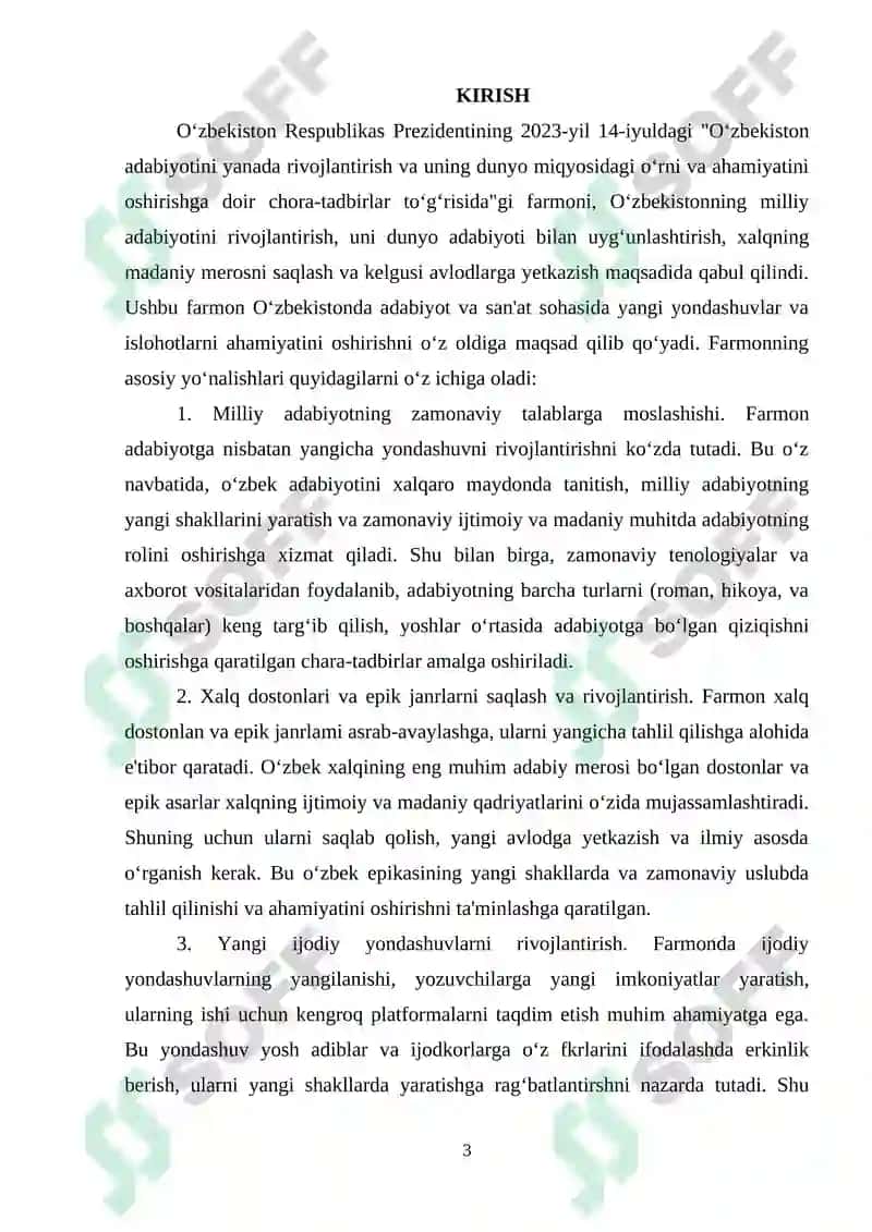 Epik Asarlar ustida ishlash 3