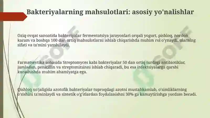 Bakteriyalarning ishlab chiqargan mahsulotlari 3