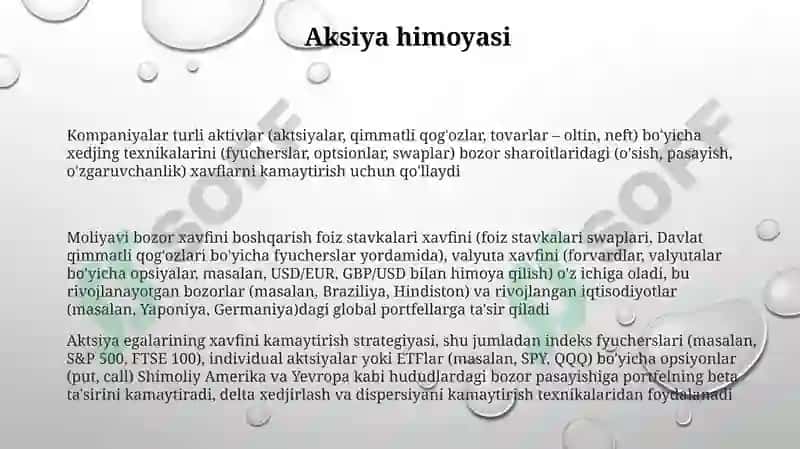 Hedjirlash va moliyaviy bozor risklarini boshqarish 3