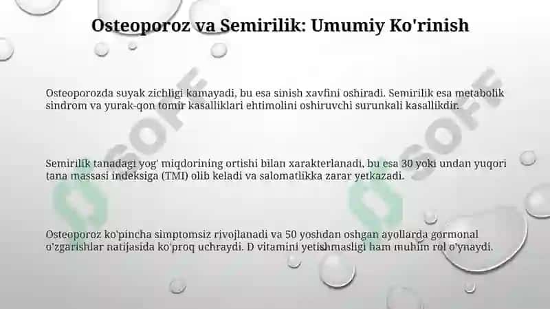 Osteoporoz va semizlikka qarshi dorilarning farmakologik ta'sir mexanizmlari 3