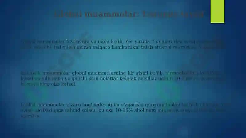 Global muammolarning mezonlari va darajalari 3