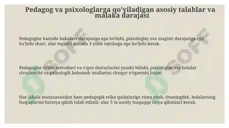 Pedagog va psixologlarning tarbiyachisiga qoʻyiladigan talablar va ish metodlari 3