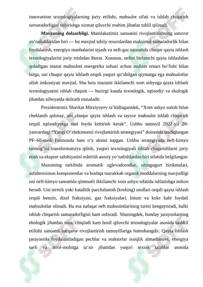 Mazut va uning tarkibi haqida umumiy ma’lumotlar 3