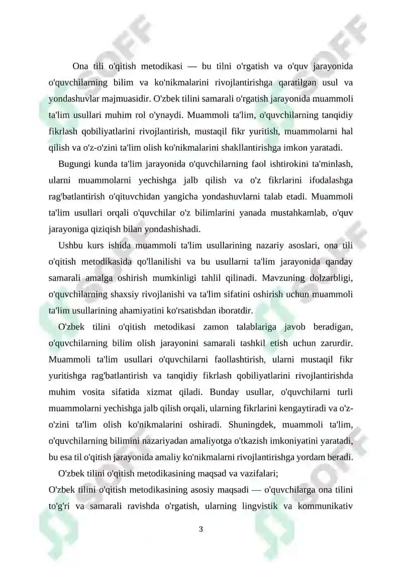 Ona tili oʻqitish metodikasi fani dars mashgʻulotlarida bilimlarni muammoli yoʻl bilan bayon qilish usullari 3
