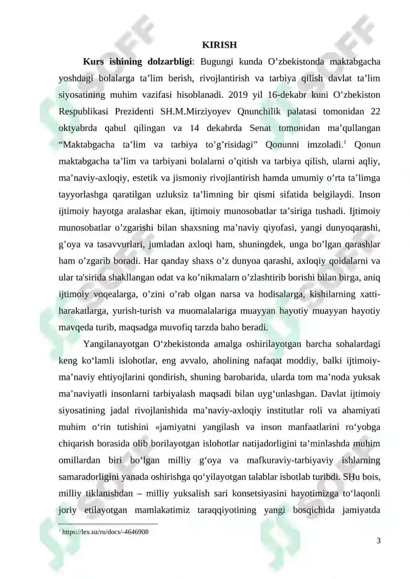MAKTABGACHA YOSHDAGI BOLALARNING MA’NAVIY, AXLOQIY TARBIYASIDA VATANPARVARLIK, INSONPARVARLIK HIS-TUYG’USINI SHAKLLANTIRISH 3