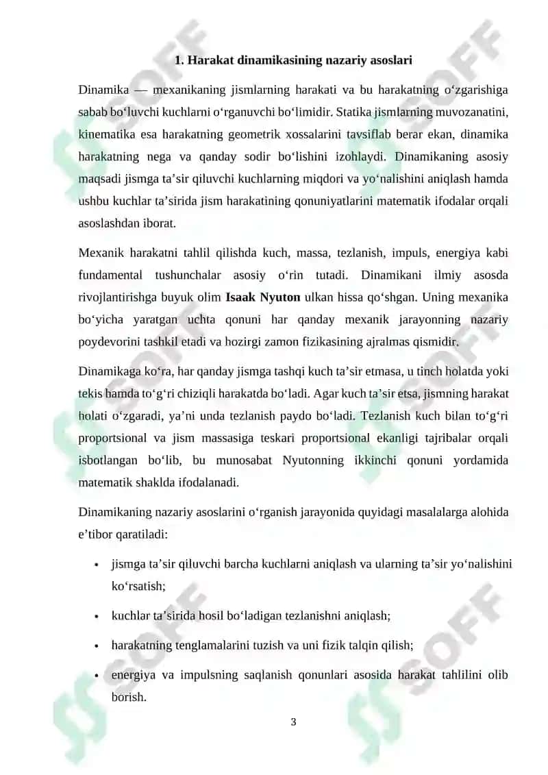 Harakat dinamikasi 3