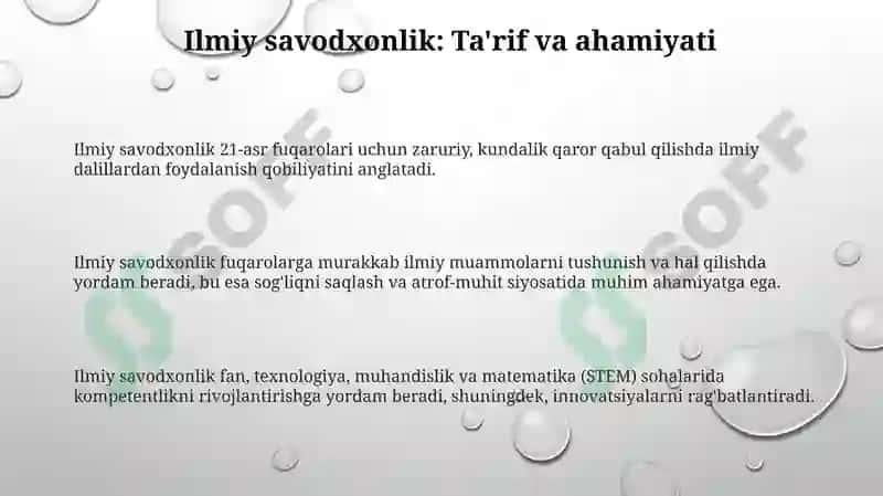 Ilmiy savodxonlikni baholash vositalari va mezonlari 3