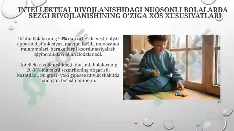 Aqli zaif bolalar sensor taraqqiyotining oʻziga xosligi 3