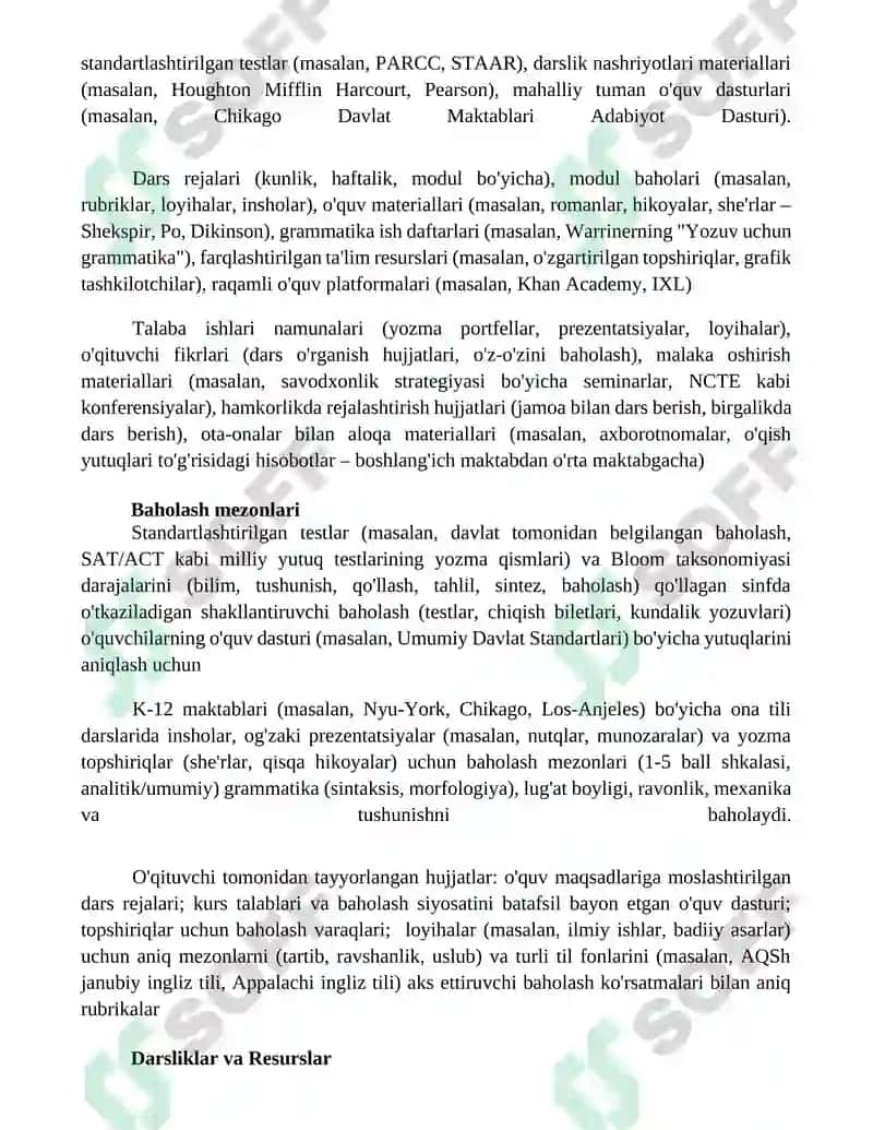Ona tili o’qitish metodikasi fanidan o’qituvchi faoloyatida qo’llaniladigan hujjatlar 3