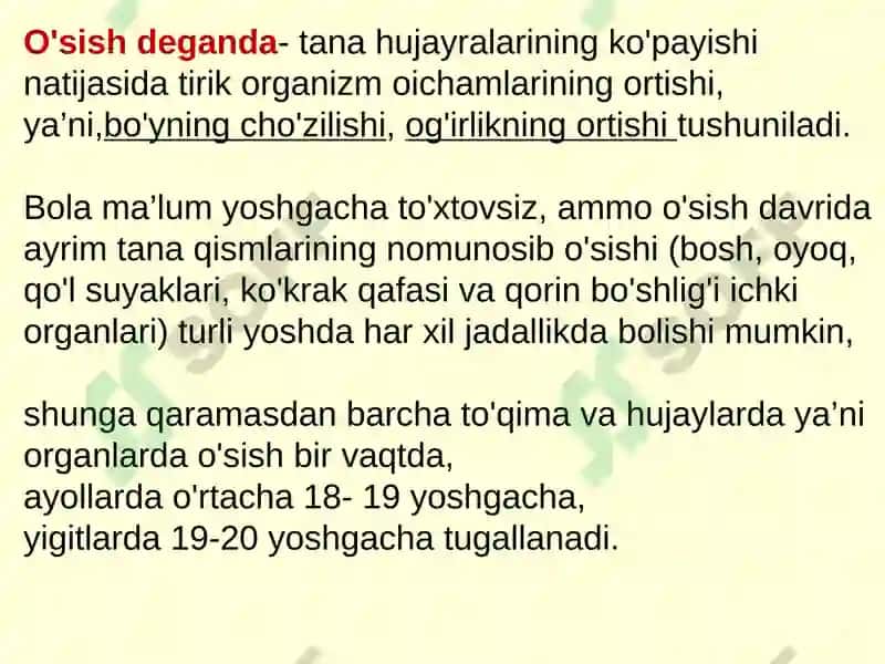 Bolalar va o’smirlar o’sishi va rivojlanishining umumiy qonuniyatlari 3