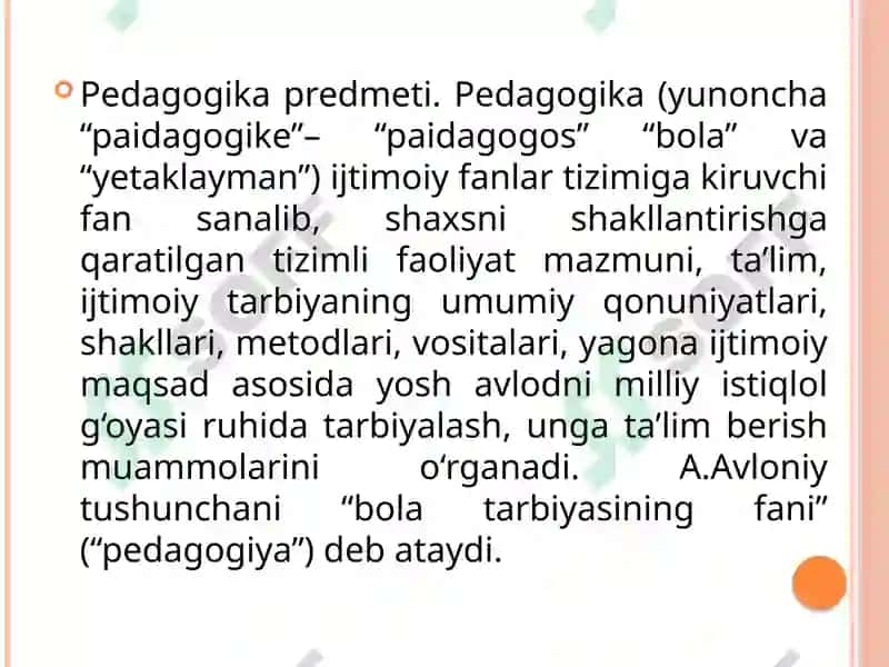 PEDAGOGIKA SHAXS TARBIYASI VA RIVOJLANISHI TO‘G‘RISIDAGI FAN 3
