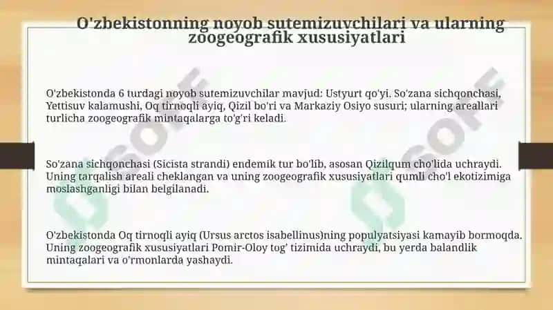 O'zbekistonning Noyob Sutemizuvchilari va Ularning Zoogeografiyasi 3