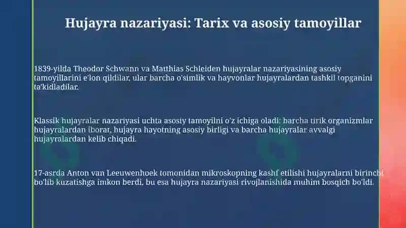Hujayra nazariyasi, uning shakllari va evolyutsiyasi 3