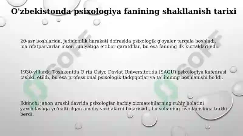 Oʻzbekistonda Psixologiya Fanining Rivojlanish Tarixi 3