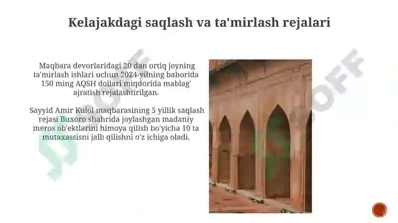 Sayyid Amir Kulol maqbarasi fasad qismini rangtasvirda ishlash 3