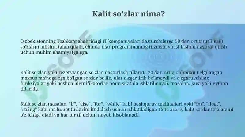 Identifikatorlar va kalit soʻzlar 3