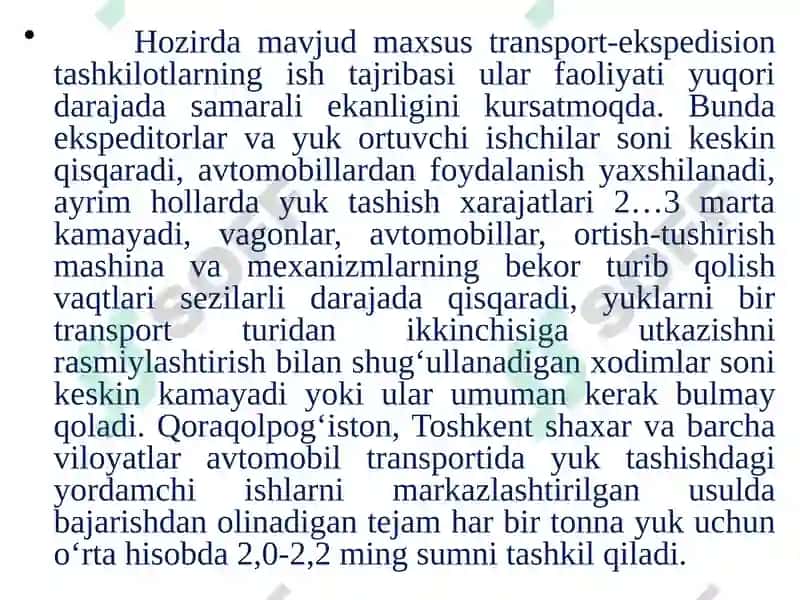 MАVZU №14. MАMLАKАT TRАNSPORT TIZIMIEKSPLUАTАSIYASINITАKOMILLАSHTIRISH 3