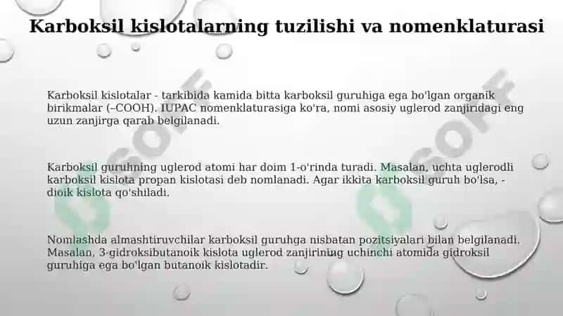 Karbonkislotalar va ularning xossalari 3