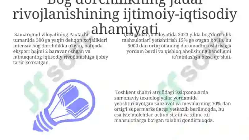 Bog'dorchilikning jadal rivojlanishining ijtimoiy-iqtisodiy ahamiyati 3