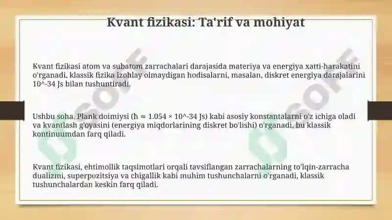 Kvant fizikasiga kirish va uning paydo bo'lish sabablari 3