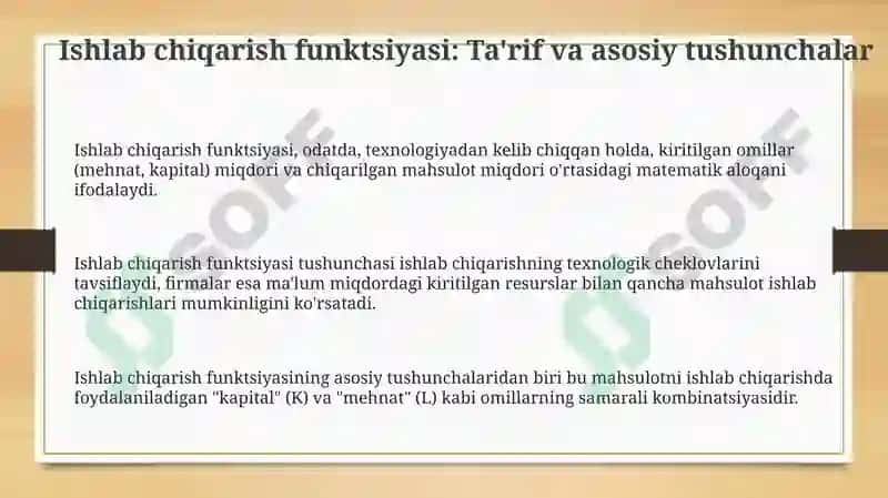 Ishlab chiqarish funktsiyasi 3