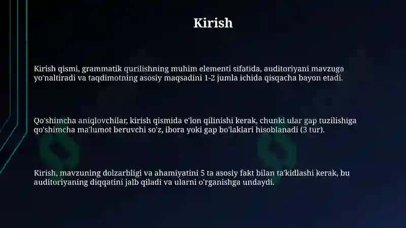 Undalma. Gapning kirish va kiritma kengaytiruvchilari 3