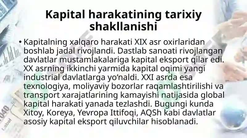 Xalqaro kapital harakati va investisiyalarga oid nazarya 3