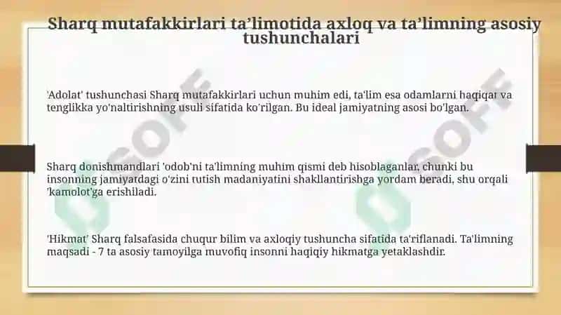 Sharq mutafakkirlarining asarlarida tarbiya va axloq 3