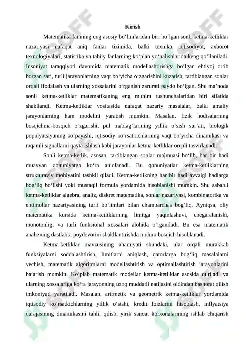 Ketma-ketliklar to'plamini turlicha klassifikatsiyalash va ular orasidagi munosabatlarni o'rganish 3