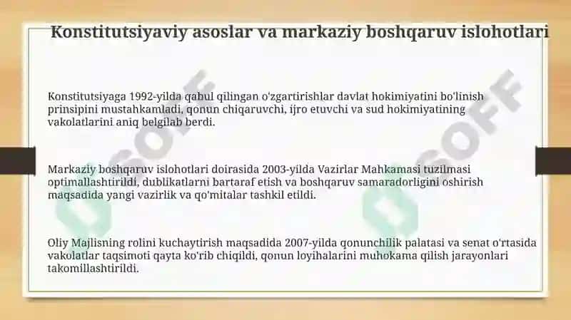 Konstitutsiyaviy asoslar va markaziy boshqaruv islohotlari 3