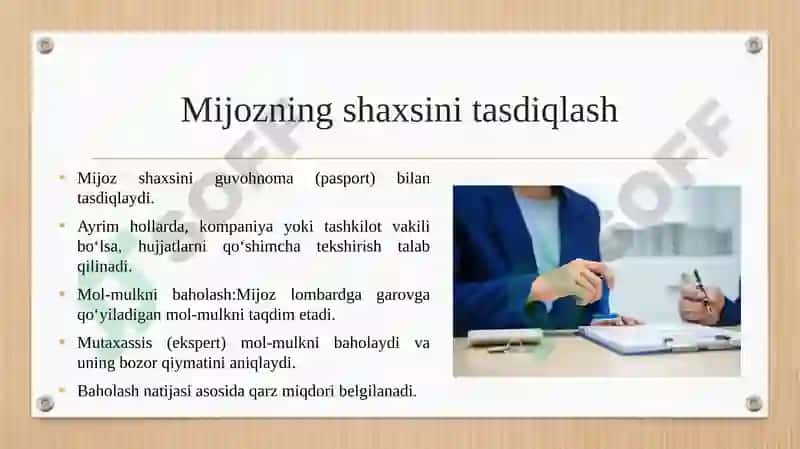 Lombardlarda garov shartnomasini rasmiylashtirish tartibi 3
