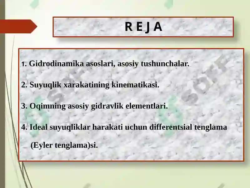 GIDRODINAMIKA ASOSLARI. SUYUQLIK XARAKATINING KINEMATIKASI. 3