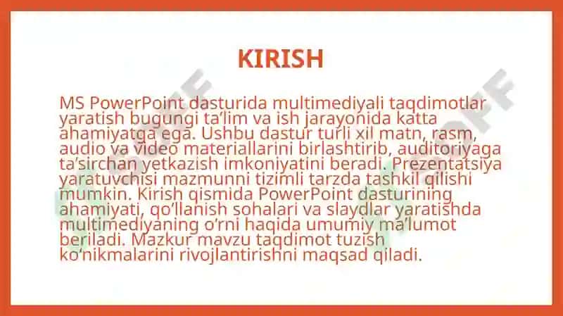 MS Power Point dasturida multimediyali taqdimotlar yaratish 3