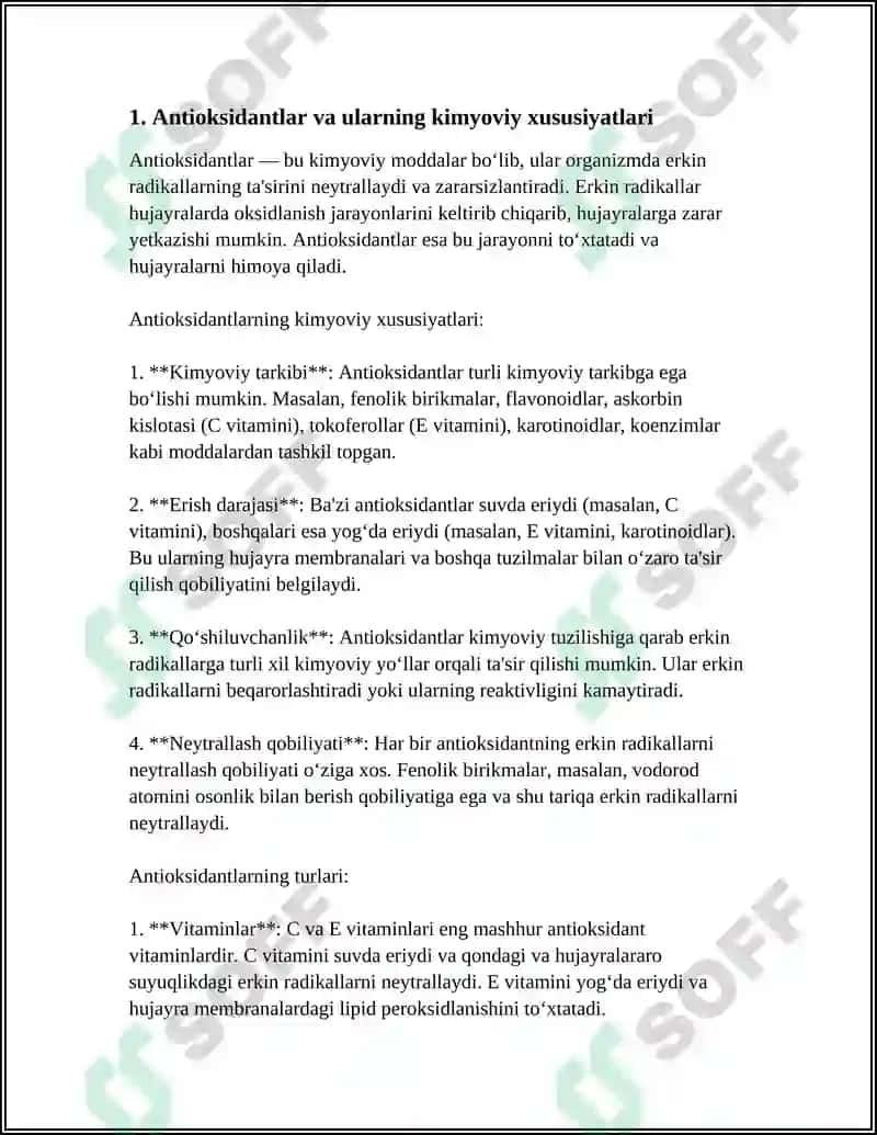 ANTIOKSIDANTLAR (OKSIDLANISHGA QARSHI MODDALAR) 3