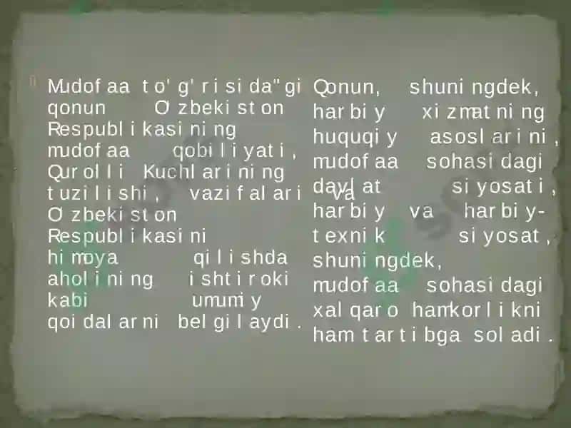 Mudofaa to‘g‘risida”gi qonunning umumiy qoidalari va asosiy vazifalar 3