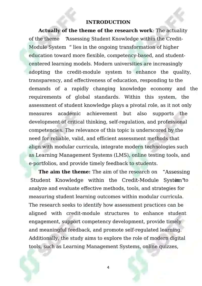 Assessing Student Knowledge within the Credit-Module System 3