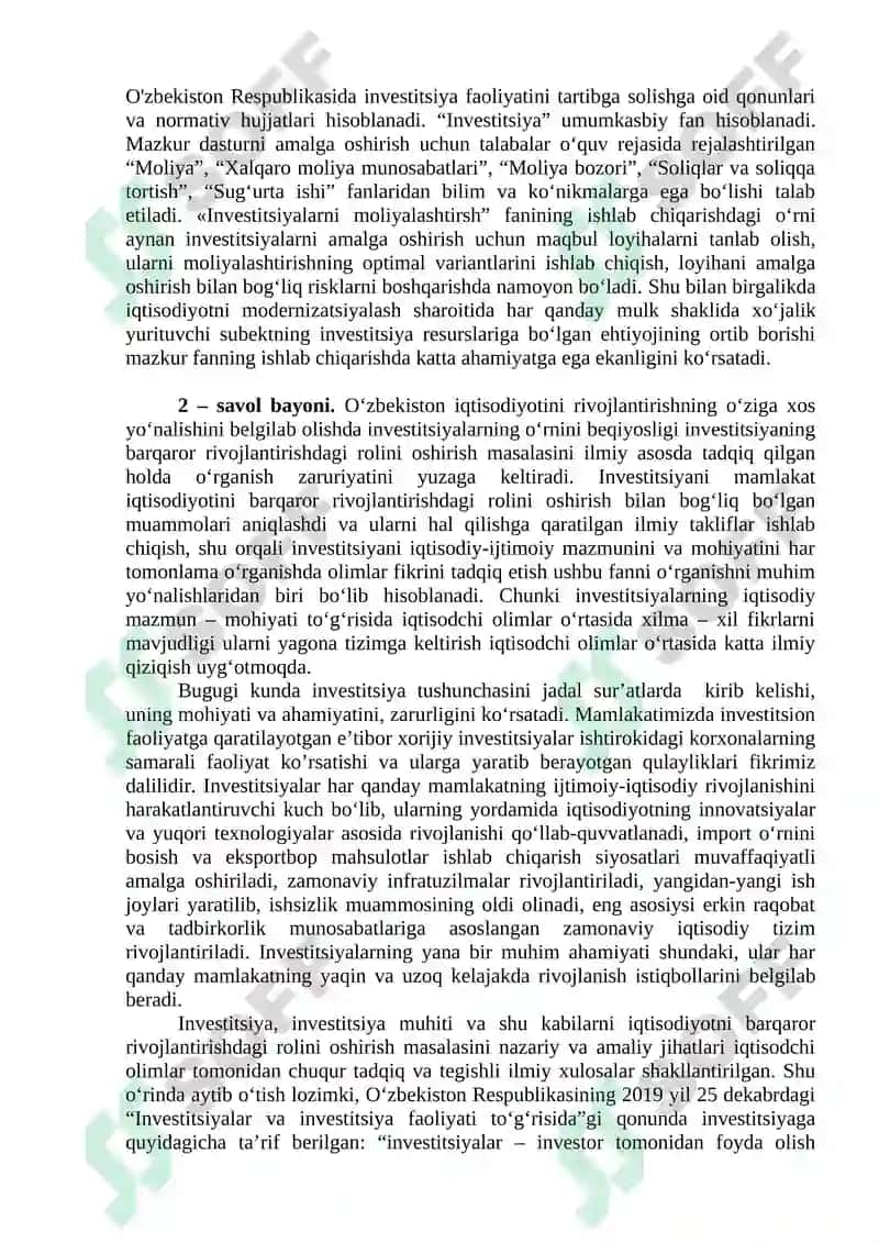 INVESTITSIYALARNING IQTISODIY MAZMUNI VA MOHIYATI 3