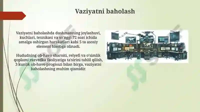 OQQ qo'llanilishi xavfi yuqori bo'lganda o'tkaziladigan rekognostsirovkani tashkillashtirish 3