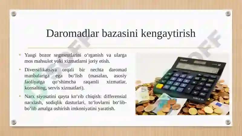 Molyaviy barqarorlikni yaxshilash chora tadbirini aniqlash. 3