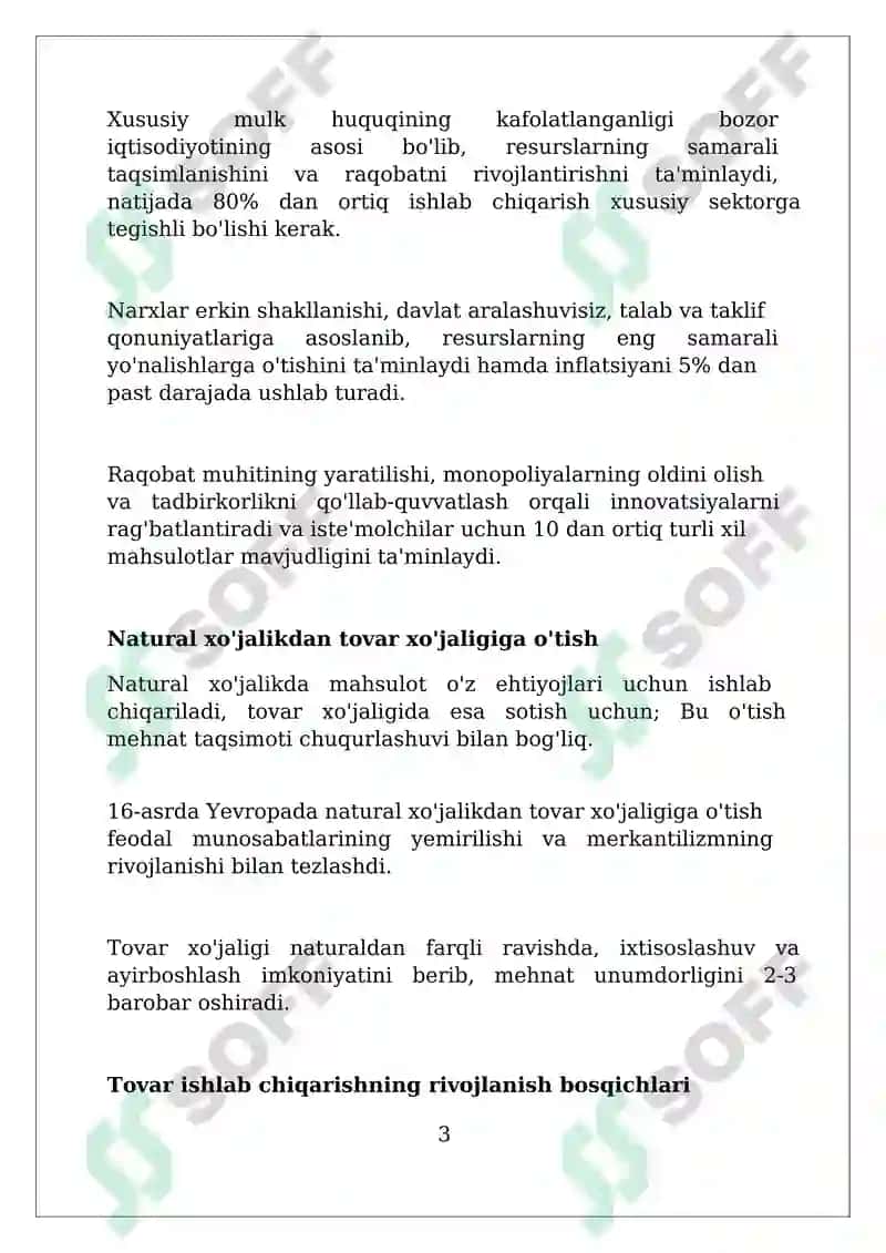 Bozor iqtisodiyotining shakllanishi va rivojlanish bosqichlari 3