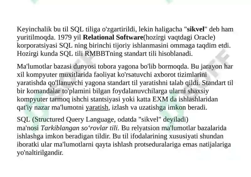 SQLSERVER VAUNDAN FOYDALANISH 3