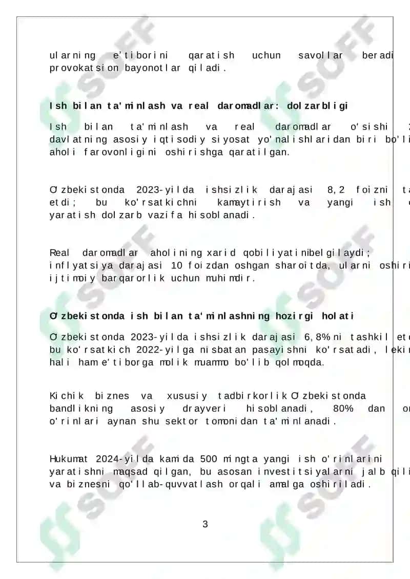 Aholi bandligi va real daromadlarini izchil oshirish borasidagi amalga oshirilayotgan ishlar 3